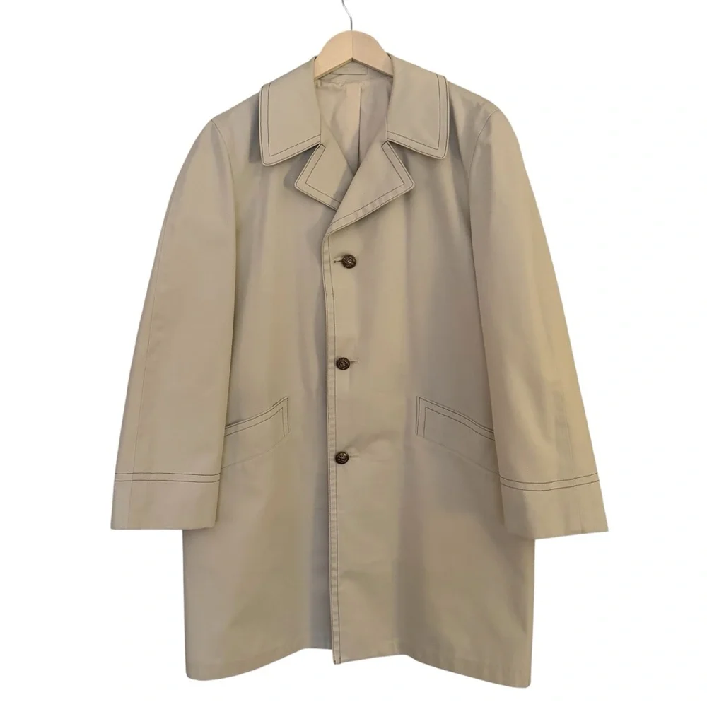 Vintage London Fog‎ Men's Maincoats Raincoat Trench Coat Creme 40R Classic USA